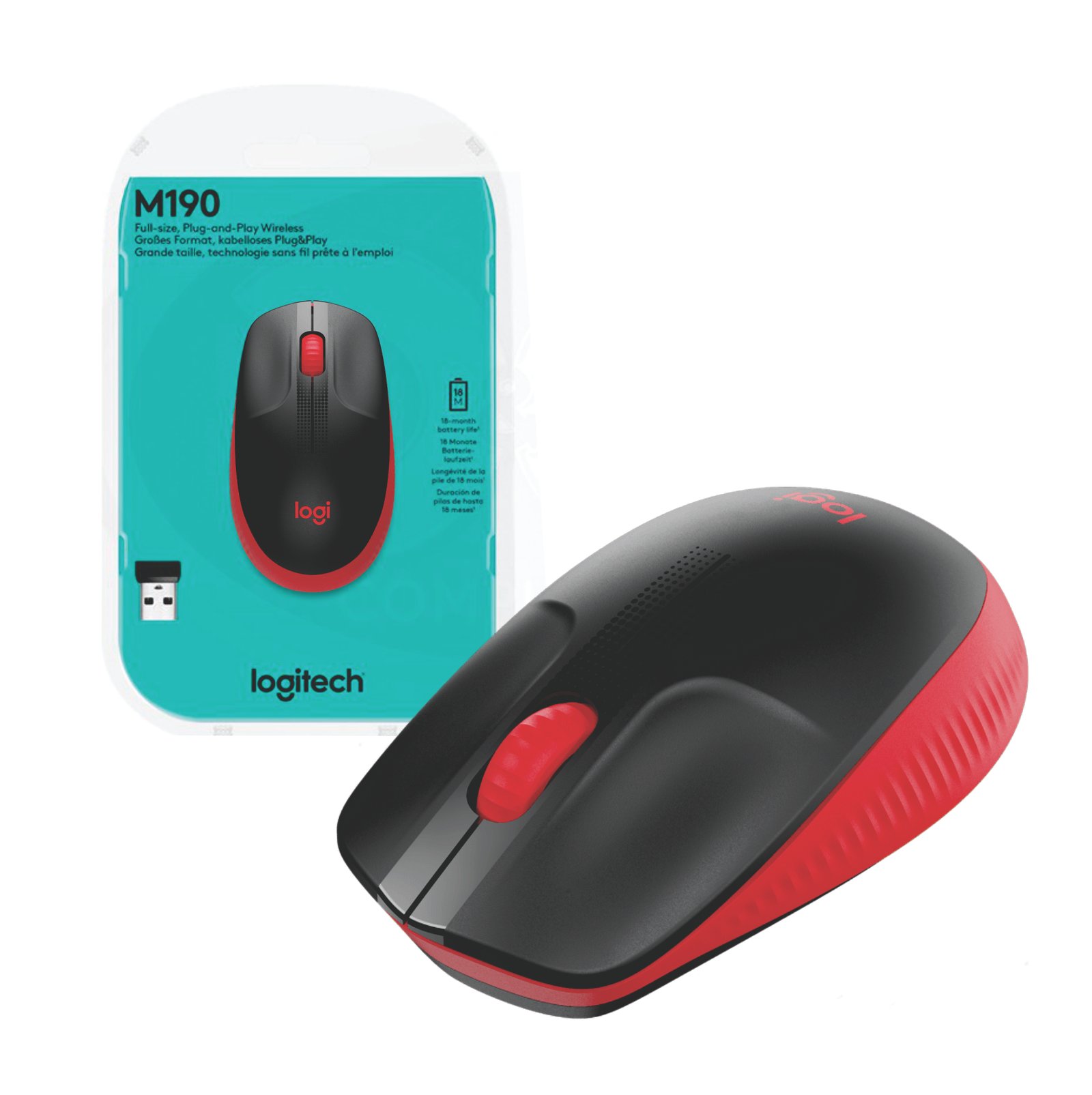 Mouse Logitech M190 Inalámbrico Rojo