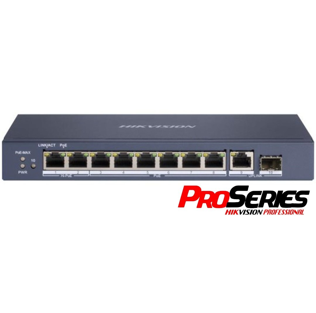 Switch PoE Hikvision Pro Series 9 Puertos Gigabit 110W