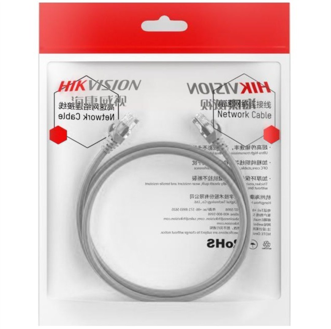 Cable Patchcord Hikvision Cat6 Gris 2 Metros