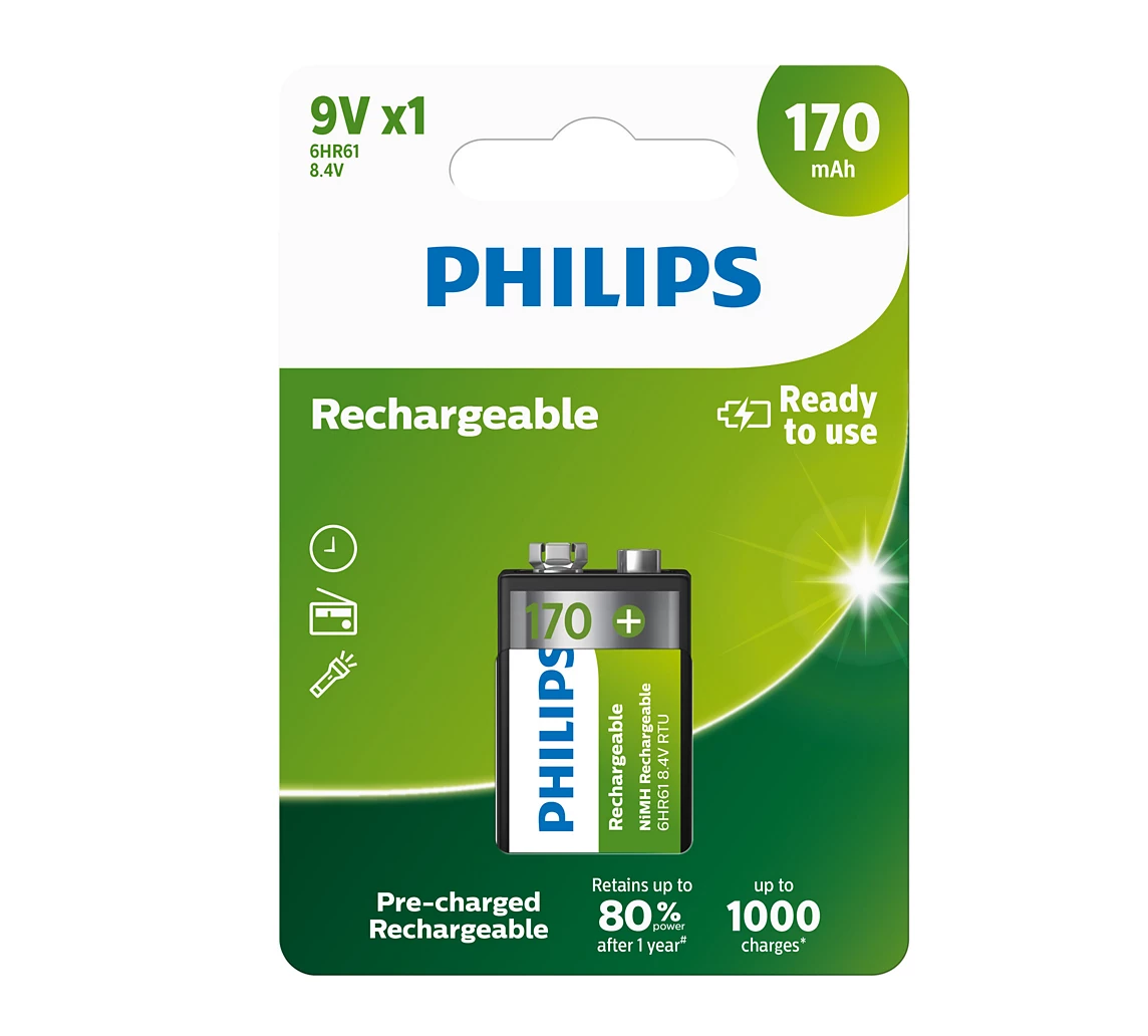 Batería Recargable Philips 9V 170mAh Pack Individual