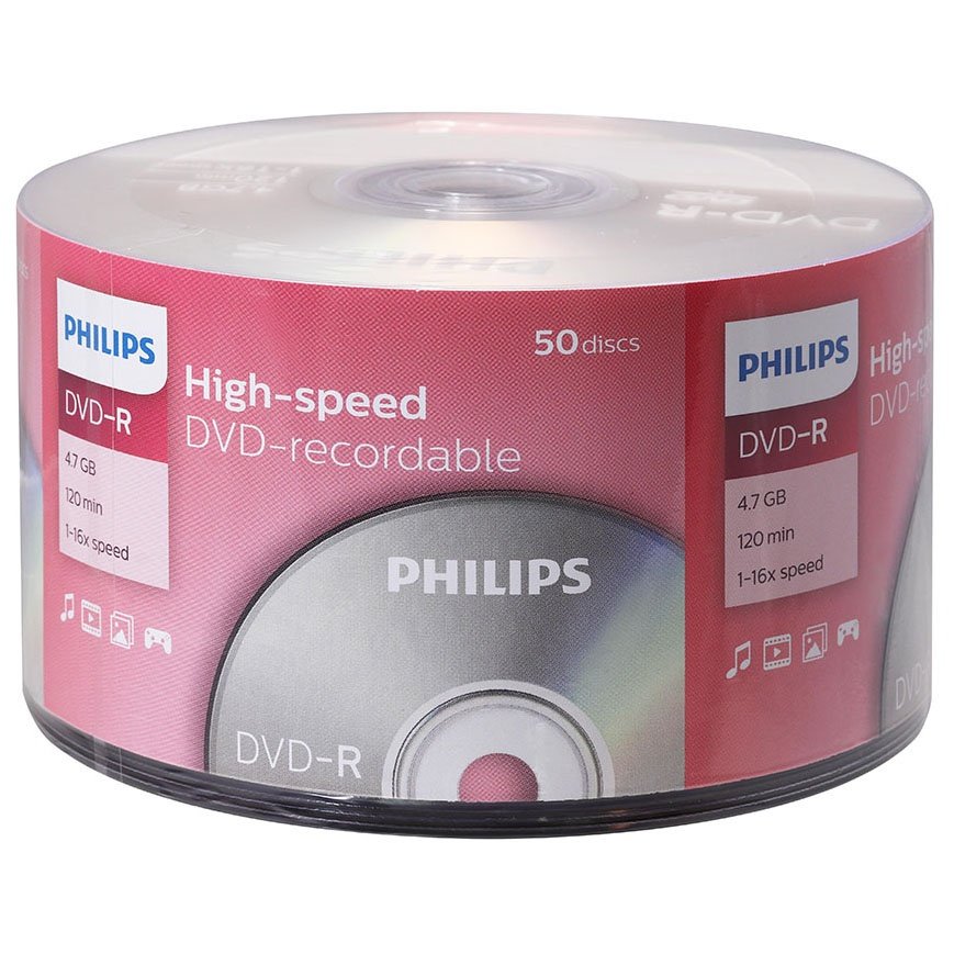 DVD-R Philips 16X 4.7GB 120min Bulk 50 Unidades