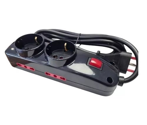 Alargue Conatel 3m 2xSchuko 4x3L Ficha 3L 2500W Negro