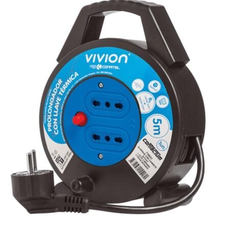 Alargue Carrete Conatel 5m 2x Bipaso Schuko 2500W