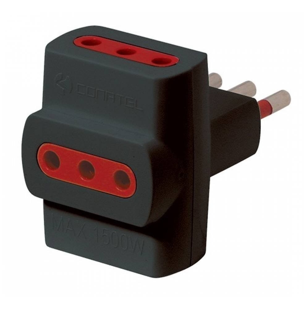 Adaptador de Corriente Conatel 3x3L a Ficha 3L Negro