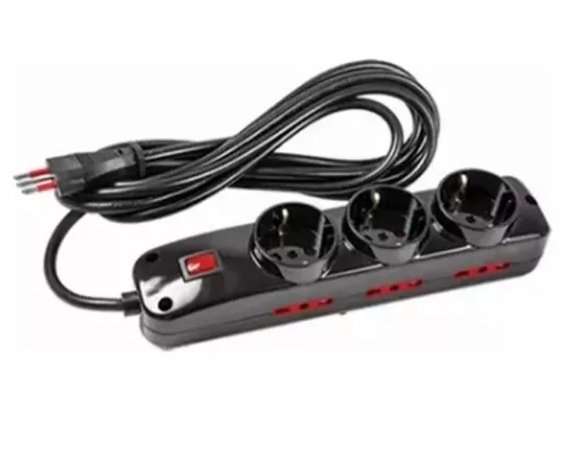 Alargue Conatel 3m 3xSchuko 6x3L 2500W Negro