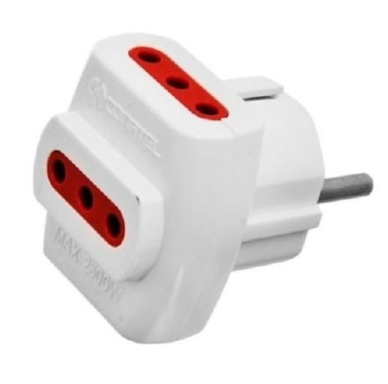 Adaptador de Corriente Conatel 3x3L a Schuko 100-240V Blanco