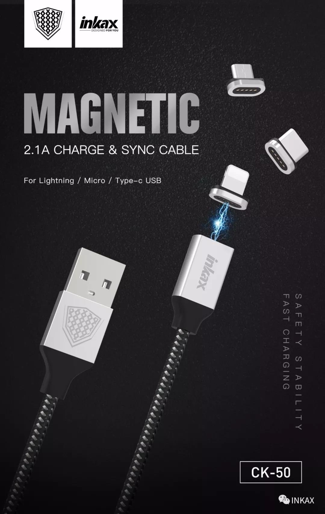 Cable Inkax 1 metro USB-A a Lightning magnético - Image 93