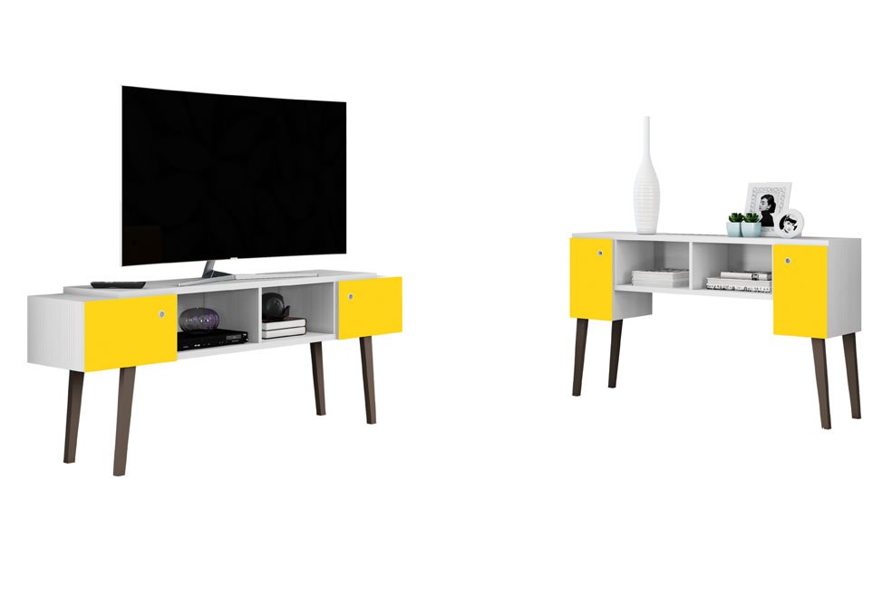 Rack / Aparador para TV con patas blanco con amarillo - Image 88