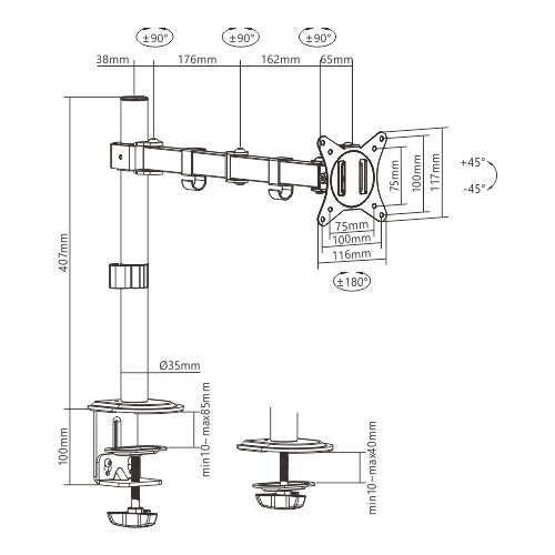 Soporte brazo para monitor hasta 32"