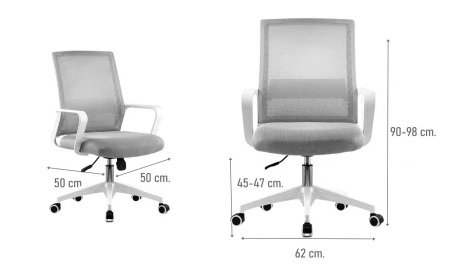 Silla de Oficina Ryan Ergonómica Gris/Blanco - Image 2