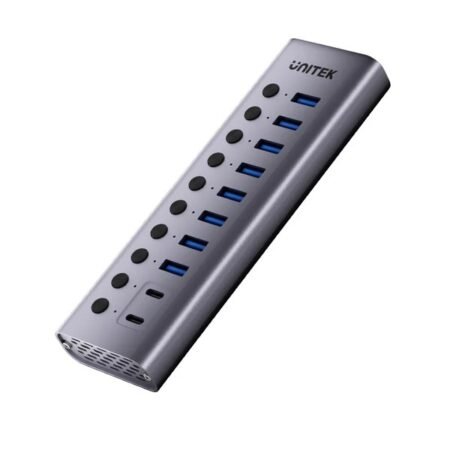 HUB USB-C Unitek 10 en 1 5Gbps con interruptor