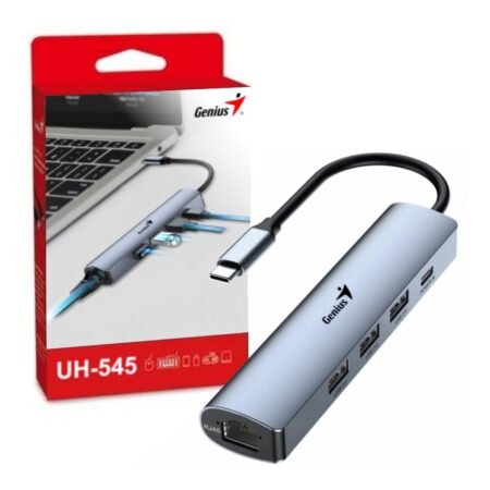 Hub Genius USB-C a USB-A y RJ-45