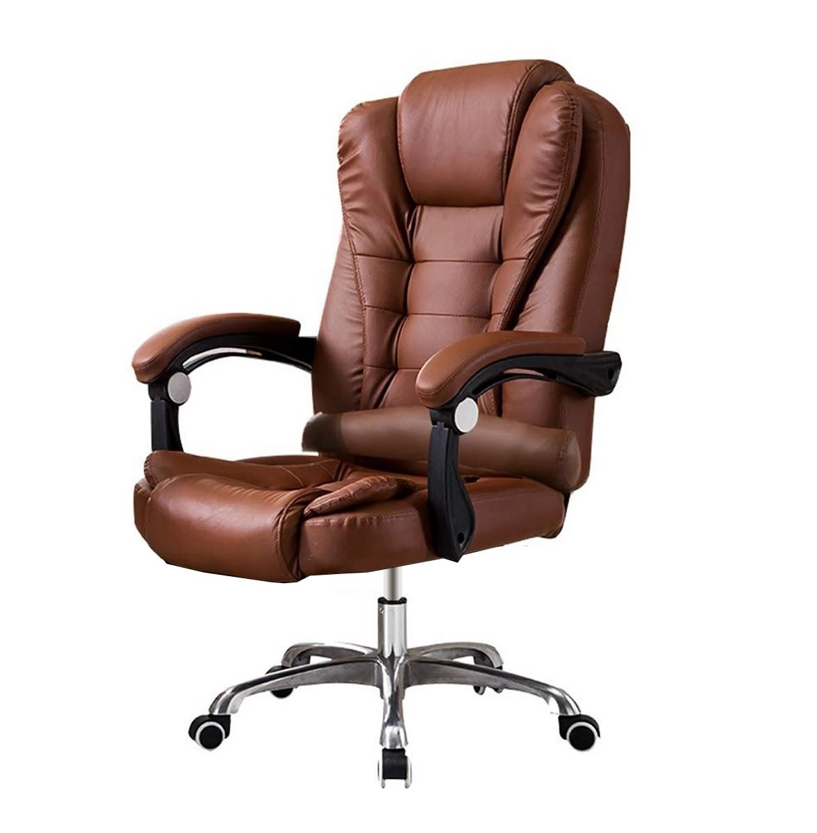 Silla Ejecutiva Miles Ergonómica Simil Cuero Marrón