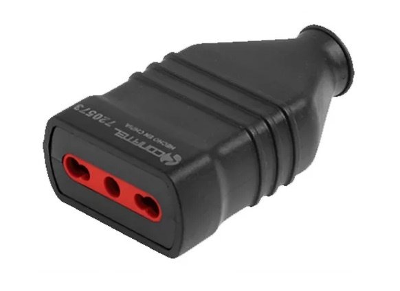 Adaptador Ficha 3L Bipaso Hembra Goma con Tierra Negra