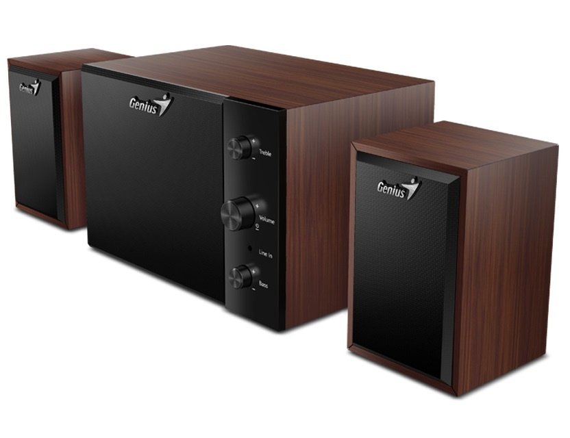 Parlante Genius SW-2.1 350 15W RMS Madera - Image 12
