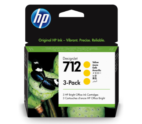 HP 3ED79A 712 3*PACK AMARILLO T210/230/250/630/650 UK
