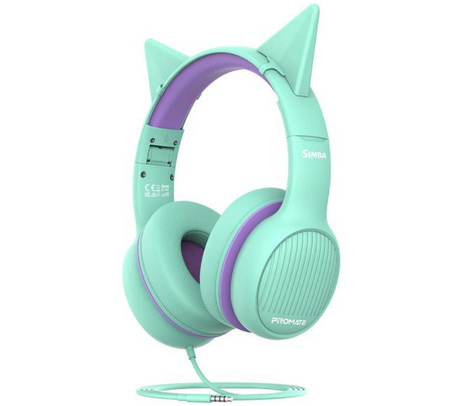 PROMATE SIMBA.EMR HEADPHONES P/NIÑOS 3.5MM CELESTE/VIOLETA (O)