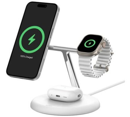 BELKIN WIZ023VFWH BASE DE CARGA INALAMBRICA 3 EN 1 15W WHITE *