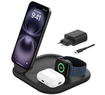 BELKIN WIZ029VFBK BASE DE CARGA INALAMBRICA 3 EN 1 15W BLACK *
