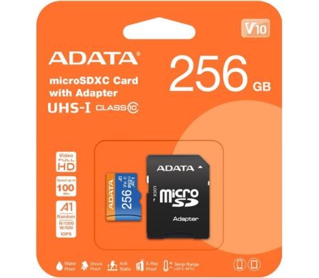 ADATA MICRO SDXC AUSDX256GUICL10A1-RA1 CLASE 10 C/ADAPTADOR