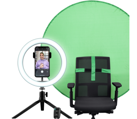 TRUST 24881 MAKU+ KIT DE STREAMING ARO LUZ + PANTALLA VERDE (O)