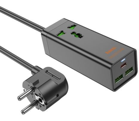 HOCO AC9A CARGADOR/ZAPATILLA SCHUKO C/1 1 USB-C/2 USB-A WHITE 30W (D)