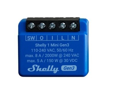 Relé Shelly Mini 1 GEN3 Wi-Fi 8A para Automatización - Image 2