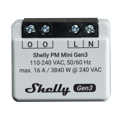 Relé Shelly Mini 1PM GEN3 Wi-Fi Medición de Consumo 16A