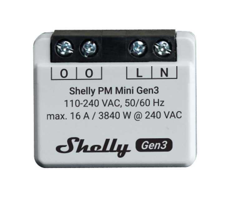 Relé Shelly Mini 1PM GEN3 Wi-Fi Medición de Consumo 16A