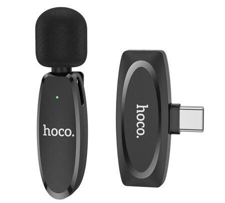 HOCO L15 USB-C CRYSTAL LAVALIER MICROFONO INALAMBRICO BLACK