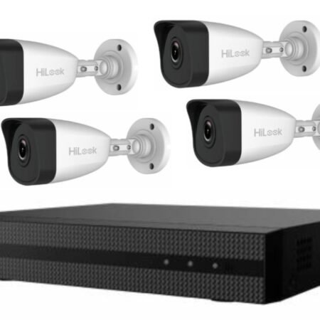 Kit NVR HiLook 4 Canales 4MP con 4 Cámaras Bullet IP PoE 2MP
