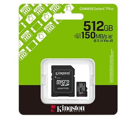 Memoria MicroSD Kingston Canvas Select Plus 512B Clase 10