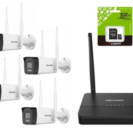 Combo Hikvision NVS Wi-Fi 6 Cámaras Bullet 4MP y 2MP + MicroSD 512GB