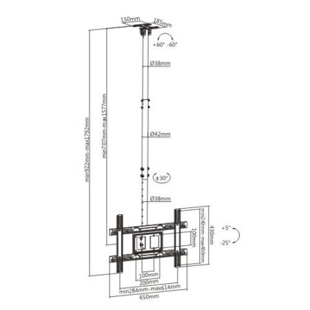 Soporte Techo Brateck PLB-CE1046-01 para TV hasta 80"