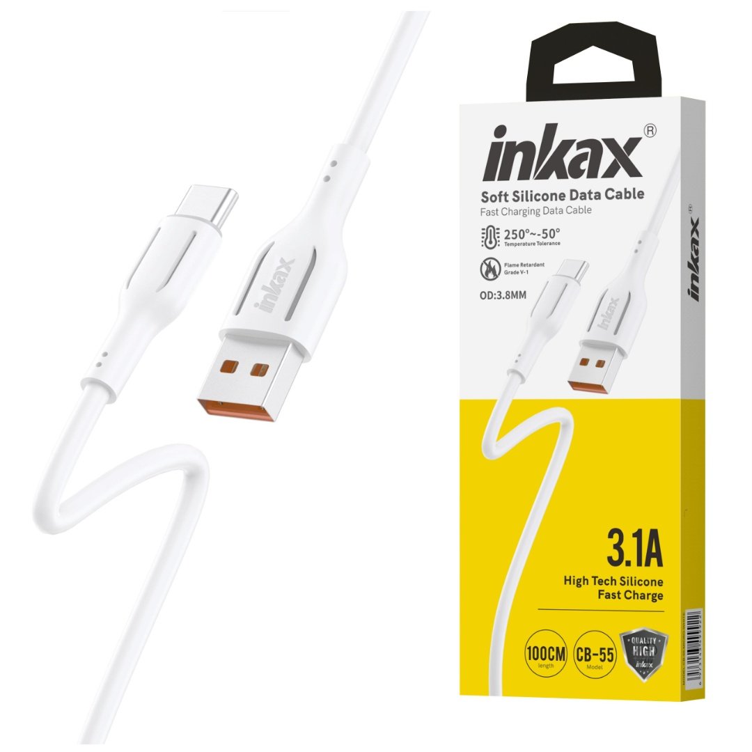 Cable Inkax CB-55 Tipo C 3.1A 1M Blanco Silicona