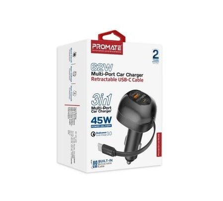 PROMATE POWERDRIVE-RC65 CARGADOR P/AUTO C/CABLE USB-C/USB-A
