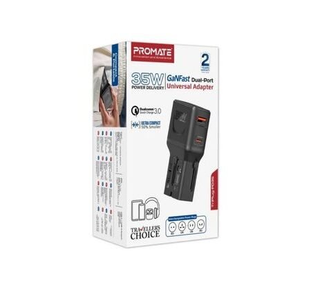 PROMATE TRIPLUG-PD35 CARGADOR Y ADAPTADOR UNIVERSAL USB-C/USB-A