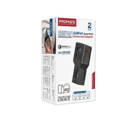 PROMATE TRIPLUG-PD35 CARGADOR Y ADAPTADOR UNIVERSAL USB-C/USB-A