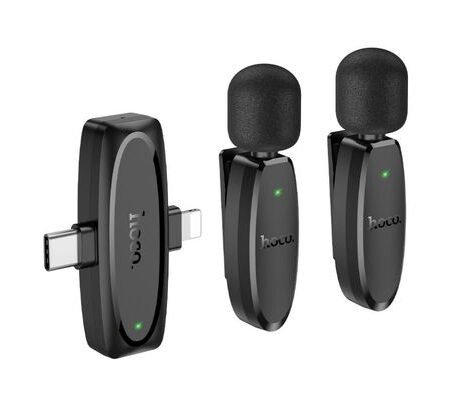 HOCO L15 DUAL-MIC CLIP ON MICROFONO INALAMBRICO (LIGHTNING/USB-C)