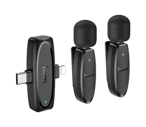 HOCO L15 DUAL-MIC CLIP ON MICROFONO INALAMBRICO (LIGHTNING/USB-C)