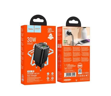 HOCO N71 CARGADOR PARED WHITE PD30W QC3,0 2 PUERTOS USB-A A USB-C