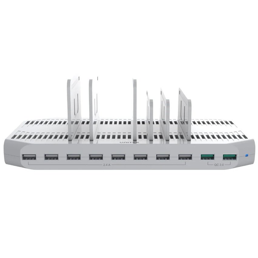 Estación de carga USB Unitek 10 puertos QC 3.0 96W