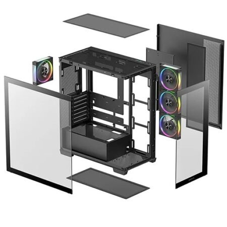 Gabinete DeepCool CG580 4F V2 Paneles de Vidrio Negro
