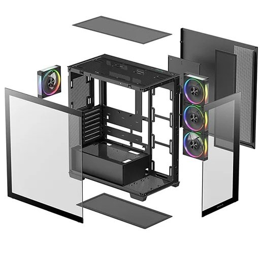 Gabinete DeepCool CG580 4F V2 Paneles de Vidrio Negro