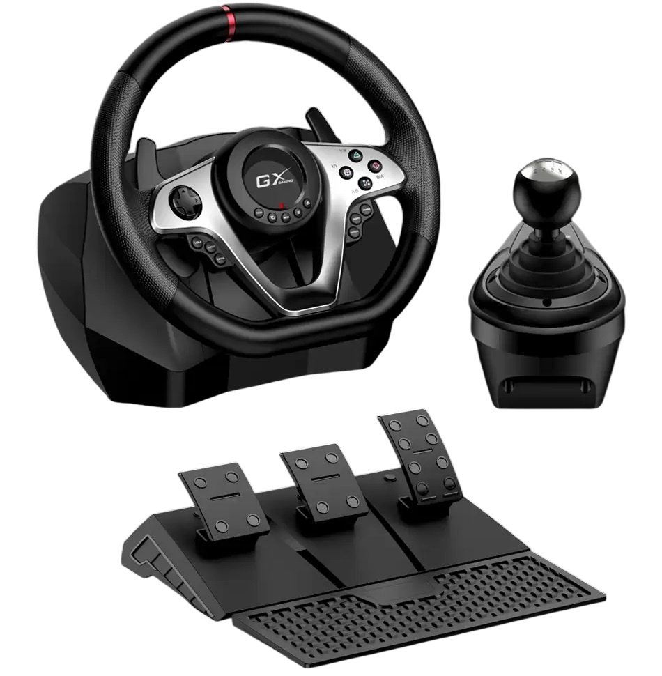 Volante Genius SpeedMaster X1 con vibracion, pedales y cambios
