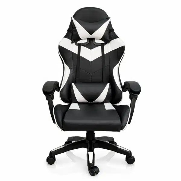 Silla Gamer ergonómica con masajes negra y blanca