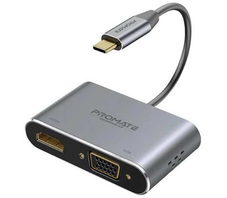 PROMATE MEDIA-C2 ADAPTADOR USB-C A HDMI 4K Y VGA