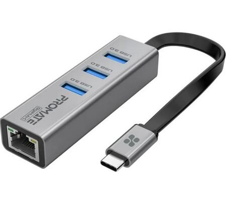 PROMATE GIGAHUB-C HUB USB-C A 3USB3.0/RJ45 (O)