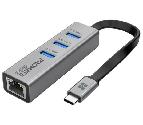 PROMATE GIGAHUB-C HUB USB-C A 3USB3.0/RJ45 (O)