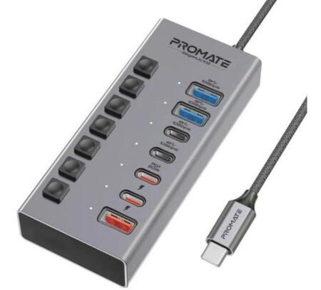 PROMATE GEGAHUB-10G HUB 7 EN 1 USB-C A USB-A/USB-C QC 20W(O)